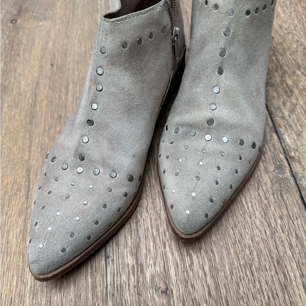 Free People Cream Ankle Boots with Studded Design